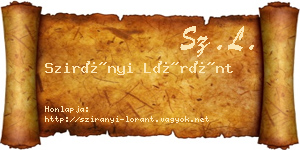 Szirányi Lóránt névjegykártya