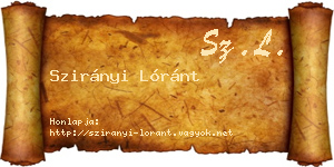 Szirányi Lóránt névjegykártya